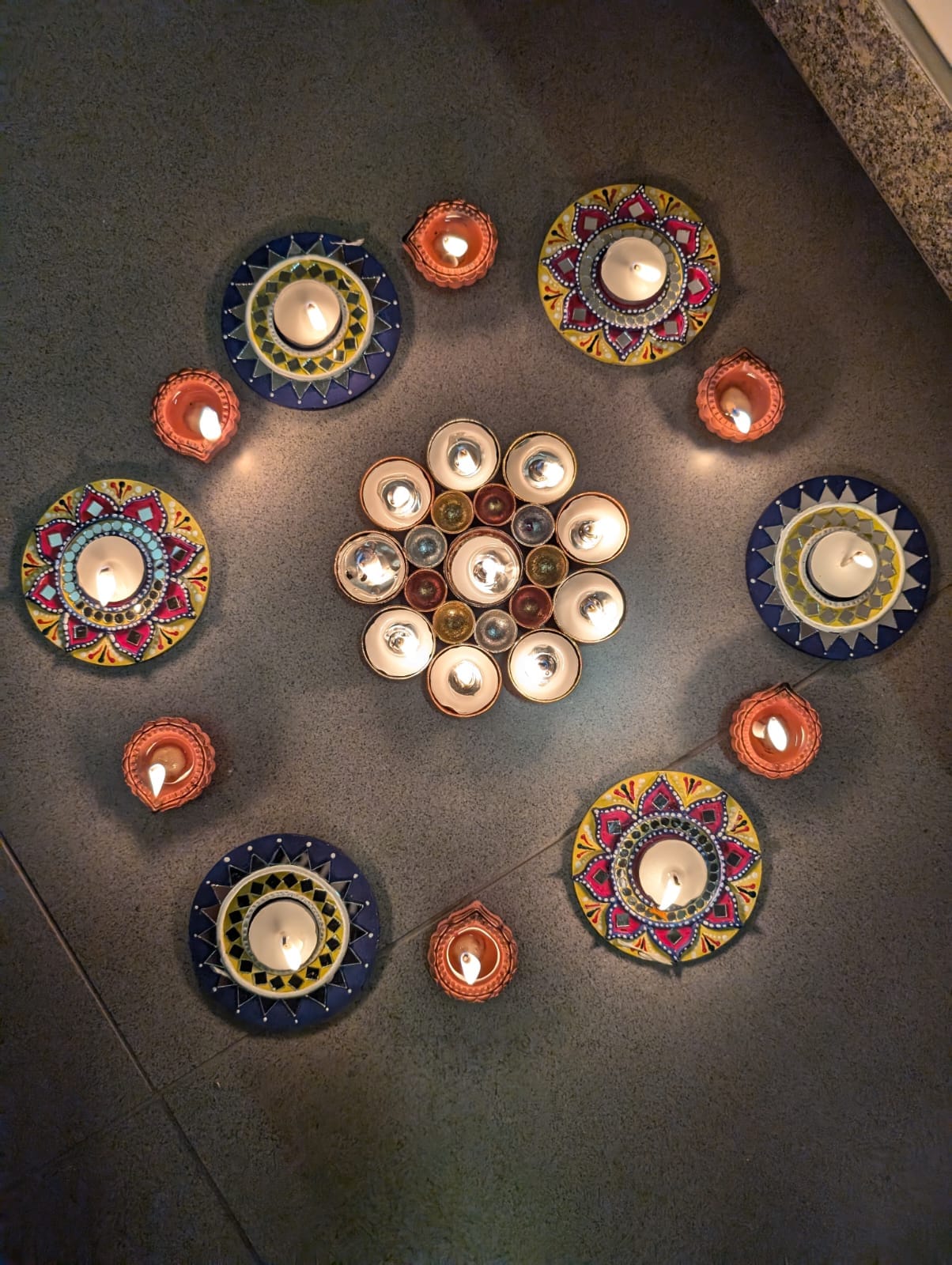 Candle holder lippan art for festive decorate