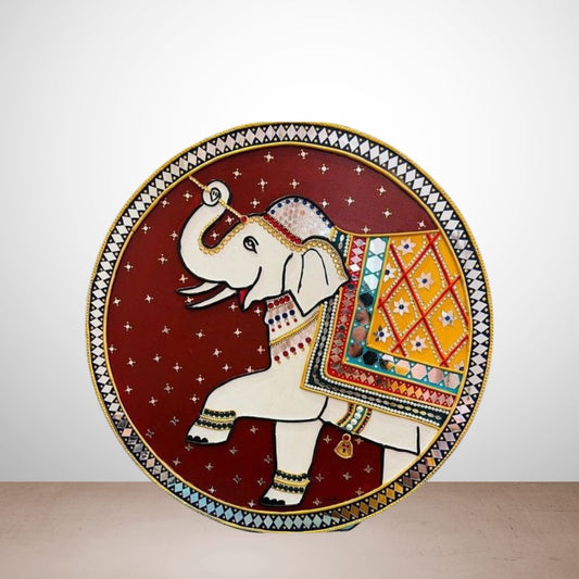 Royal Elephant Clay & Mirror Lippan Art Wall Plate
