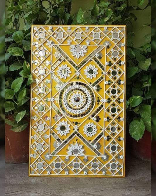 Vibrant Yellow Royal Mirror Lippan Art
