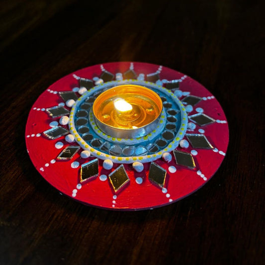 Handcrafted candle holder with candle